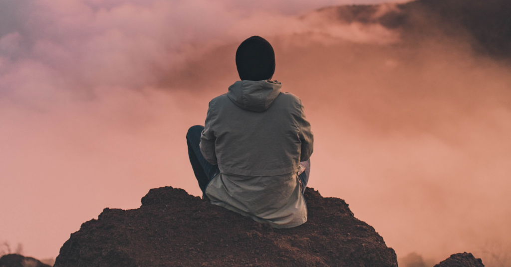 Man in nature, meditating